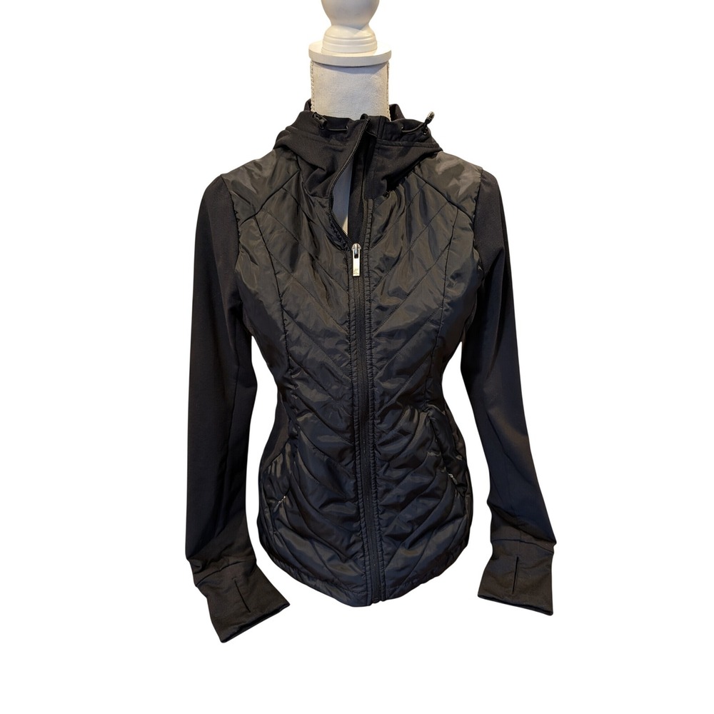 Kyodan Outdoor Womens Black Quilted Hybrid Hooded Jacket Thumbholes S